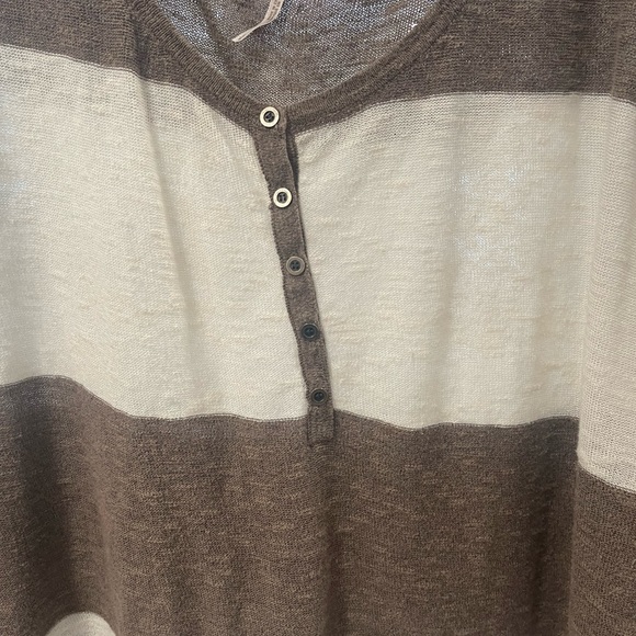 Free People, brown and cream, long sleeve tunic - Picture 7 of 11